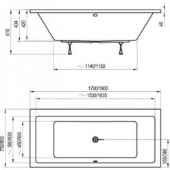 Акриловая ванна Ravak Formy 01 180x80, C881000000