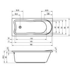 Акриловая ванна Riho Miami 150x70, BB5800500000000