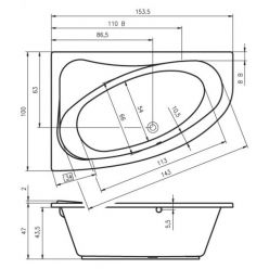 Акриловая ванна Riho Lyra 153x100 L, BA6800500000000