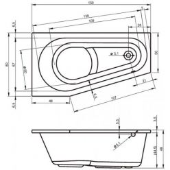 Акриловая ванна Riho Delta 160x80, BB8300500000000