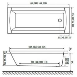 Акриловая ванна Excellent Aquaria 170x75 WAEX.AQU17WH