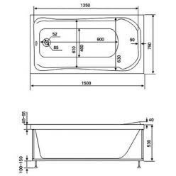 Акриловая ванна BAS Бриз 150x75 на каркасе с сифоном, В 00006