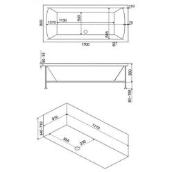 Акриловая ванна BAS Индика 170x80 на каркасе с сифоном, В 00013