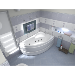 Акриловая ванна BAS Сагра 160х100 левая на каркасе с сифоном