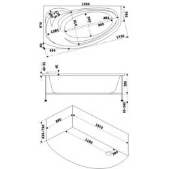 Акриловая ванна BAS Фэнтази 150х88 левая/правая на каркасе с сифоном, В 00040/В 00041