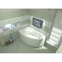 Акриловая ванна BAS Флорида 160х88 левая на каркасе с сифоном