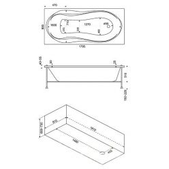 Акриловая ванна BAS Ямайка 180х80 на каркасе с Г/М оборудованием, ВГ00275
