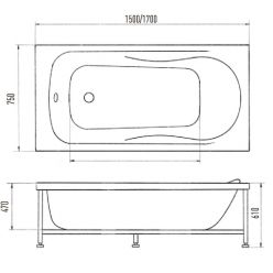 Акриловая ванна Eurolux Alla 170x75, E101707506