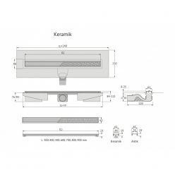 Душевой лоток Berges Wasserhaus В1 Keramik 300 90114