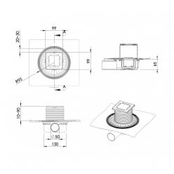 Трап для душа Berges Wasserhaus ZENTRUM Norma 100х100 90362