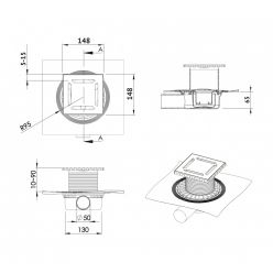 Трап для душа Berges Wasserhaus ZENTRUM Uno 150х150 90372