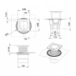 Трап для душа Berges Wasserhaus ZENTRUM Norma 150х150 90463