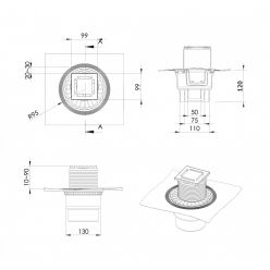 Трап для душа Berges Wasserhaus ZENTRUM Uno 100х100 90471