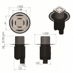 Трап для душа Berges Wasserhaus PLATZ Norma 150х150 92059