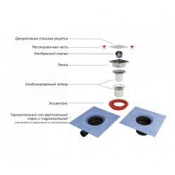 Трап для душа Berges Wasserhaus ZENTRUM Antik 100х100 94464