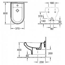 Биде подвесное Villeroy&Boch Hommage 37x60, CeramicPlus, 7441B0R2