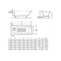 Чугунная ванна Roca Continental 170x70  без антискольжения 212901001