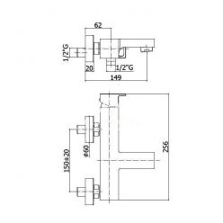 Смеситель для ванны с душем (черный матовый) Paffoni Elle EL023NO