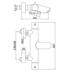 Смеситель для ванны с душем (нерж. сталь) Paffoni Light LIQ023ST