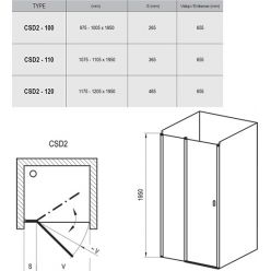 Душевая дверь Ravak Chrome CSD2-110 белый+транспарент 0QVDC100Z1