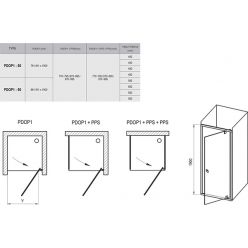 Душевая дверь Ravak Pivot PDOP1-90 черный профиль и прозрачное стекло 