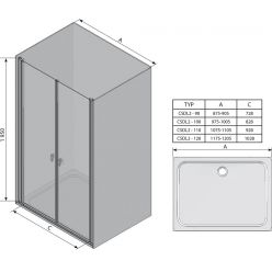 Душевая дверь Ravak Chrome CSDL2-90 белый+стекло Transparent 0QV7C10LZ1