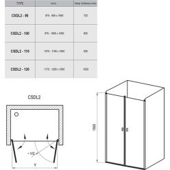 Душевая дверь Ravak Chrome CSDL2-90 блестящий+стекло Transparent 0QV7CC0LZ1