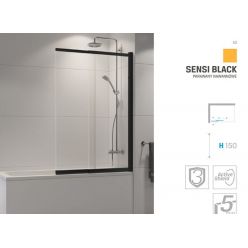 Шторка на ванну New Trendy SENSI BLACK 85x150 см [P-0045], раздвижная слайдер