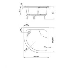 Душевой поддон Deante Deep KTD 041B 90x90x41 полукруг