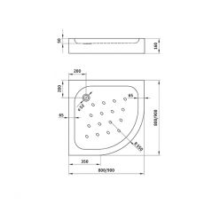 Душевой поддон Deante Standard New KTA 053B 90x90 полукруг