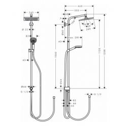 Душевая стойка Hansgrohe Crometta E 240 1jet Showerpipe Reno EcoSm 27289000 9 л