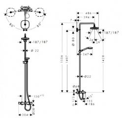 Душевая стойка Hansgrohe Croma Select S 180 2 jet 27352400