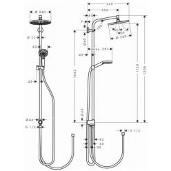 Душевая стойка Hansgrohe Crometta S 240 1jet Showerpipe Rеno 27270000