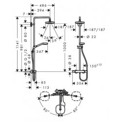 Душевая стойка Hansgrohe Croma Select E 180 27256400 с термостатом