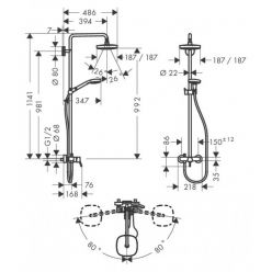 Душевая стойка Hansgrohe Croma Select E 180 27258400 с однорычажным смесителем