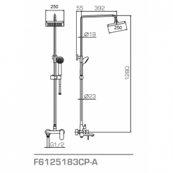 Душевая стойка Bravat Opal F6125183CP-A3-RUS со смесителем и изливом