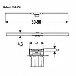 Дренажный канал Geberit CleanLine 20 152.450.KS.1, L30-90 см, полированный металл / матовый металл (комплект 2 в 1)