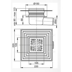 Сливной трап Alcaplast APV26C 105x105/50 