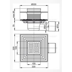 Сливной трап Alcaplast APV3344 105x105/50/75 