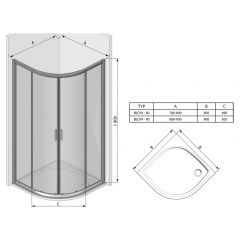 Душевой уголок Ravak Blix BLCP4-80 сатин + графит 3B240U00ZH
