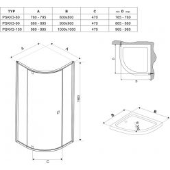 Душевой уголок Ravak Pivot PSKK3-90 блестящий + стекло транспарент 37677C00Z1