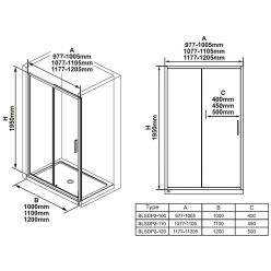 Душевая дверь Ravak Blix Slim BLSRV2-90 черный + транспарент, X1LM70300Z1