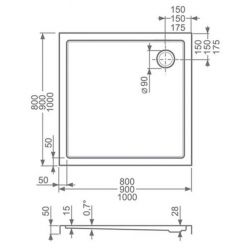 Душевой поддон ROTH Flat kvadro 80x80x5 см, 8000118