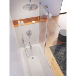 Стеклянная шторка для ванны Ravak Chrome CVS2-100 R белая+транспарент 7QRA0100Z1 распашная
