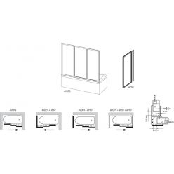 Неподвижная часть для шторки на ванну Ravak APSV-80 сатин+прозрачное 95040U02Z1