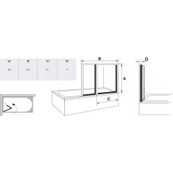 Стеклянная шторка для ванны Ravak VS2 - 105 белая + транспарент 796M0100Z1