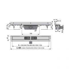 Душевой лоток AlcaPlast APZ4S-850 к стене, для перфорированной решетки