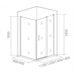 Душевой уголок GoodDoor LATTE WTW-110-C-WE + SP-80-C-WE, 110х80 см