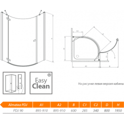 Душевой уголок Radaway Almatea PDJ 90 L (30602-01-01N)