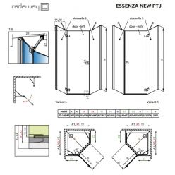 Душевой уголок Radaway Essenza New PTJ 100x80 см [385010-01-01R + 385055-01-01]